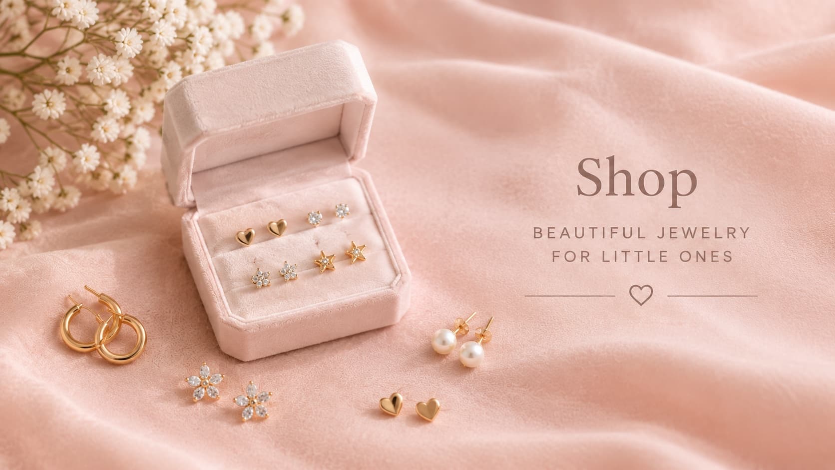 Little Shine earrings displayed in a velvet box
